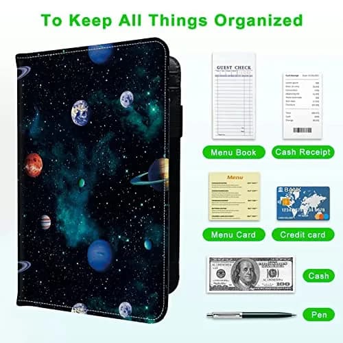 JANENFNA Server Books for Waitress with 7 Large Pockets | Waterproof PU Leather Organizer for Food Service (70-120c) thumbnail 5