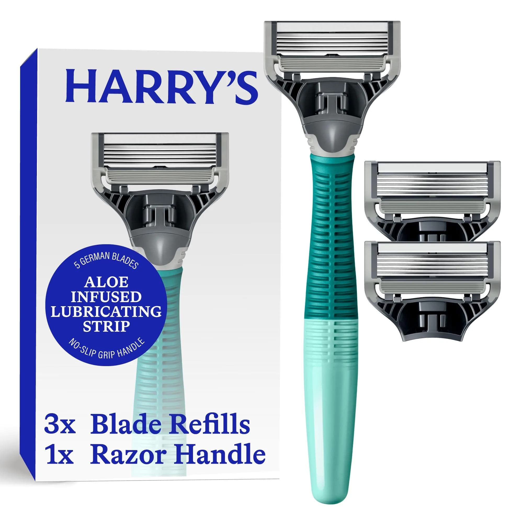 Harry's Original Shaving Kit for Men - Winston Handle & 3 German-Engineered Blade Refills | 10-Count Navy Edition — Sage