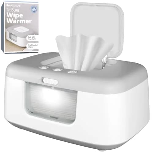 Jool Baby TinyBums Baby Wipe Warmer & Dispenser with LED Changing Light & On/Off Switch (Gray) | Safe Warmth for Night Diaper Changes thumbnail 1