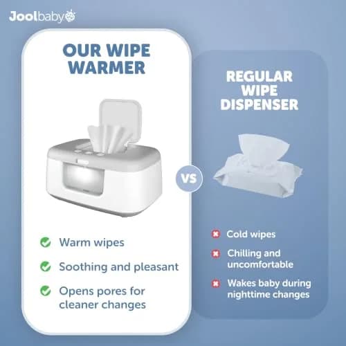 Jool Baby TinyBums Baby Wipe Warmer & Dispenser with LED Changing Light & On/Off Switch (Gray) | Safe Warmth for Night Diaper Changes thumbnail 5
