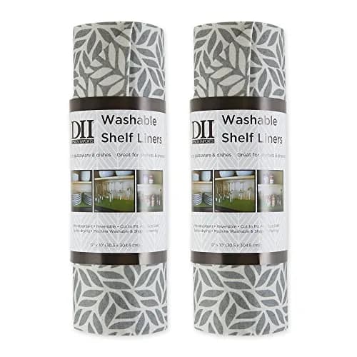 DII Fridge & Shelf Liner Collection Non-Adhesive, Cut to fit, Machine Washable, 12x20, Gray Abstract Leaf, 2 Piece thumbnail 1
