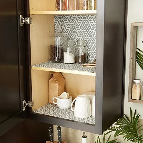 DII Fridge & Shelf Liner Collection Non-Adhesive, Cut to fit, Machine Washable, 12x20, Gray Abstract Leaf, 2 Piece thumbnail 5
