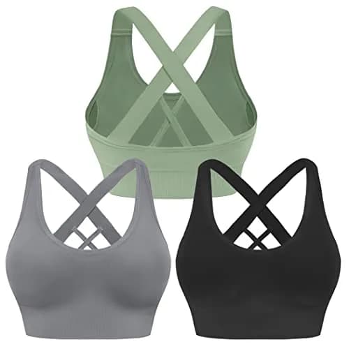 Evercute Sports Bra for Women Padded Medium Support Criss Cross Strappy Bras Seamless High Impact Yoga Exercise Athletic Bras | Supportive & Stylish thumbnail 1