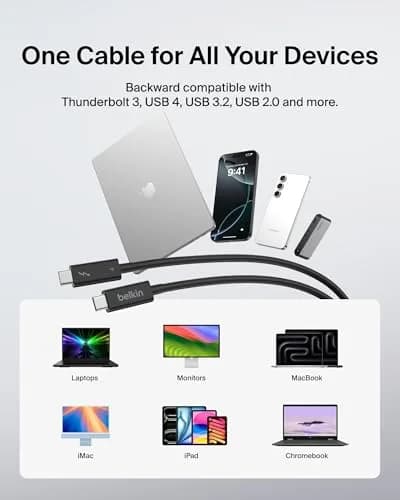 Belkin Thunderbolt 4 Cable, 1M | 40Gbps Data & 100W Power Delivery thumbnail 7