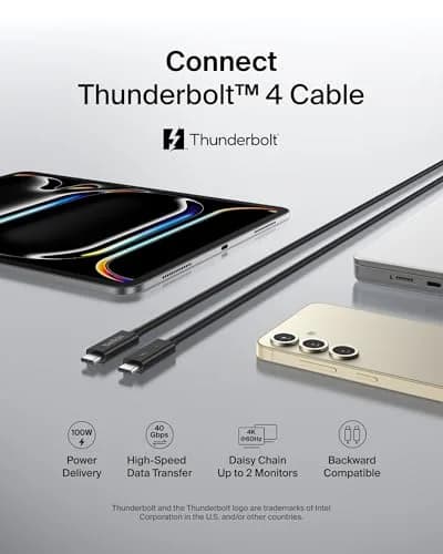 Belkin Thunderbolt 4 Cable, 1M | 40Gbps Data & 100W Power Delivery thumbnail 2