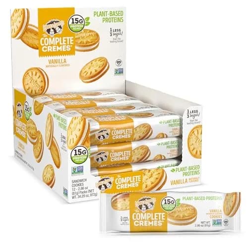 Lenny & Larry's Complete Cremes Vanilla Sandwich Cookies 2.86oz (81g) | Plant-Based Protein & Less Sugar thumbnail 1