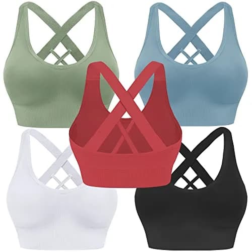 Evercute Sports Bra for Women Padded Medium Support Criss Cross Strappy Bras Seamless High Impact Yoga Exercise Athletic Bras | Supportive & Stylish thumbnail 1