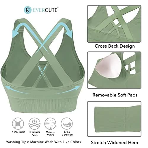 Evercute Sports Bra for Women Padded Medium Support Criss Cross Strappy Bras Seamless High Impact Yoga Exercise Athletic Bras | Supportive & Stylish thumbnail 5