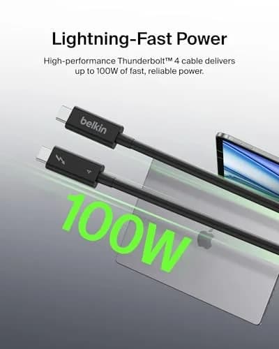 Belkin Thunderbolt 4 Cable 2M | 100W PD, USB4 Compliant, Fast Data & Video Transfer thumbnail 3