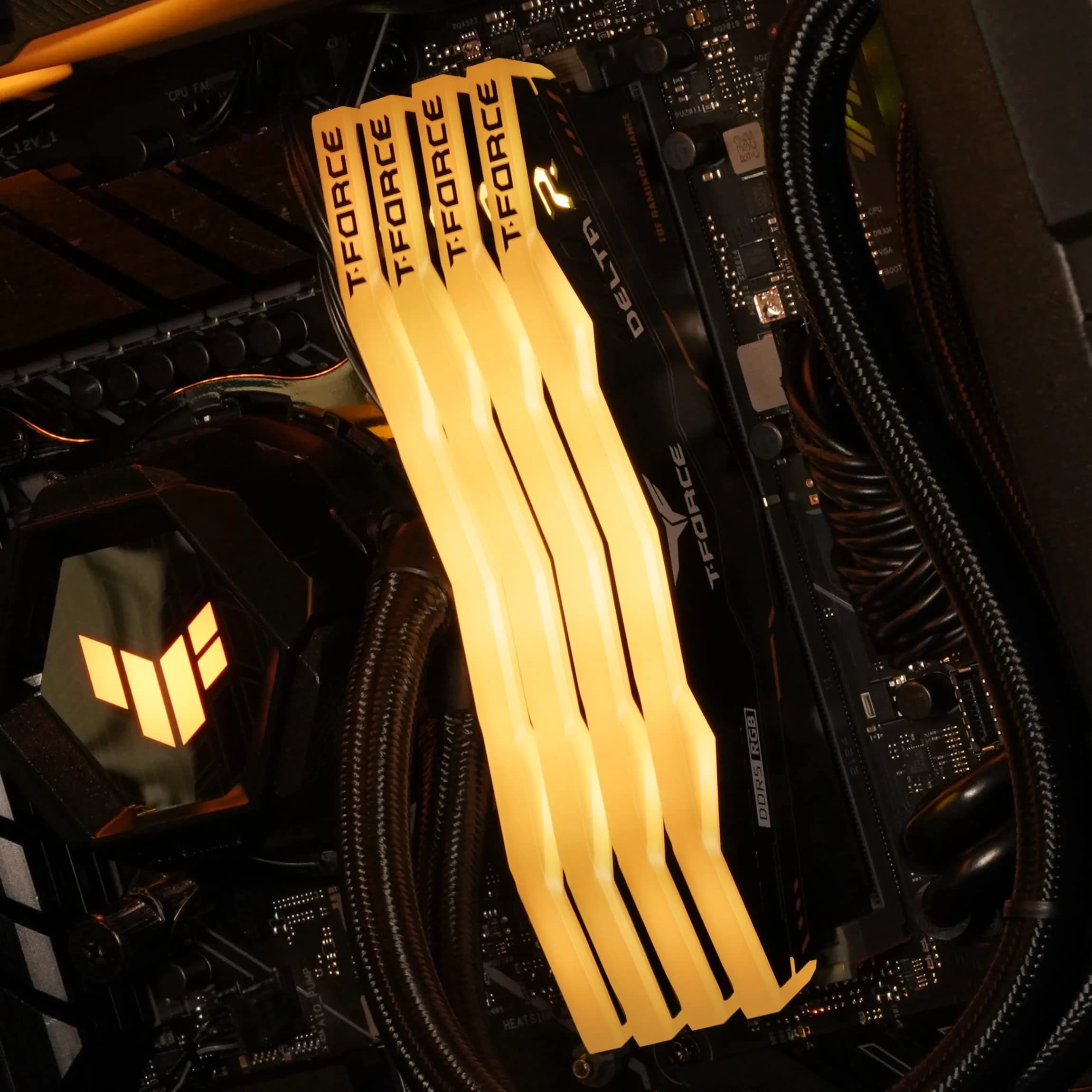 TEAMGROUP T-Force Delta TUF Gaming Yellow RGB DDR5 32GB (2x16GB) 5200MHz Desktop Memory RAM - view 2