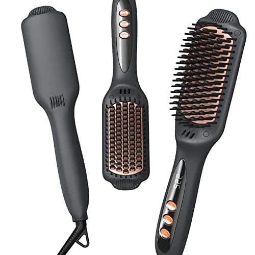 LANDOT Hair Straightener Brush Ionic Ceramic Heated Hot Brush | 12 Temp Settings, Dual Voltage, Safe & Fast thumbnail 1