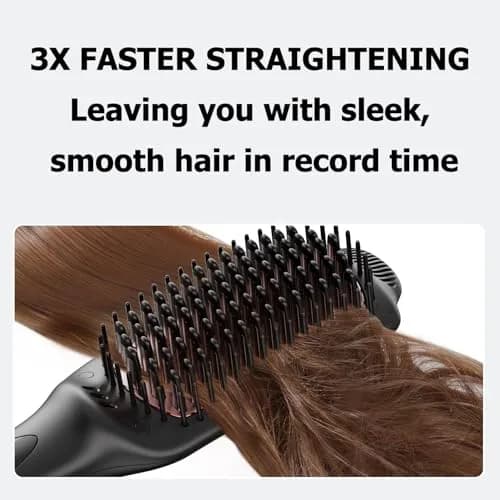 LANDOT Hair Straightener Brush Ionic Ceramic Heated Hot Brush | 12 Temp Settings, Dual Voltage, Safe & Fast thumbnail 5