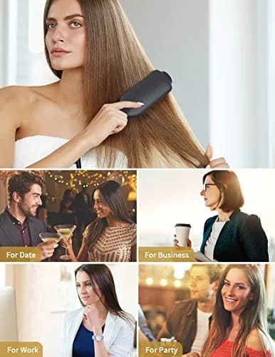 LANDOT Hair Straightener Brush Ionic Ceramic Heated Hot Brush | 12 Temp Settings, Dual Voltage, Safe & Fast thumbnail 8