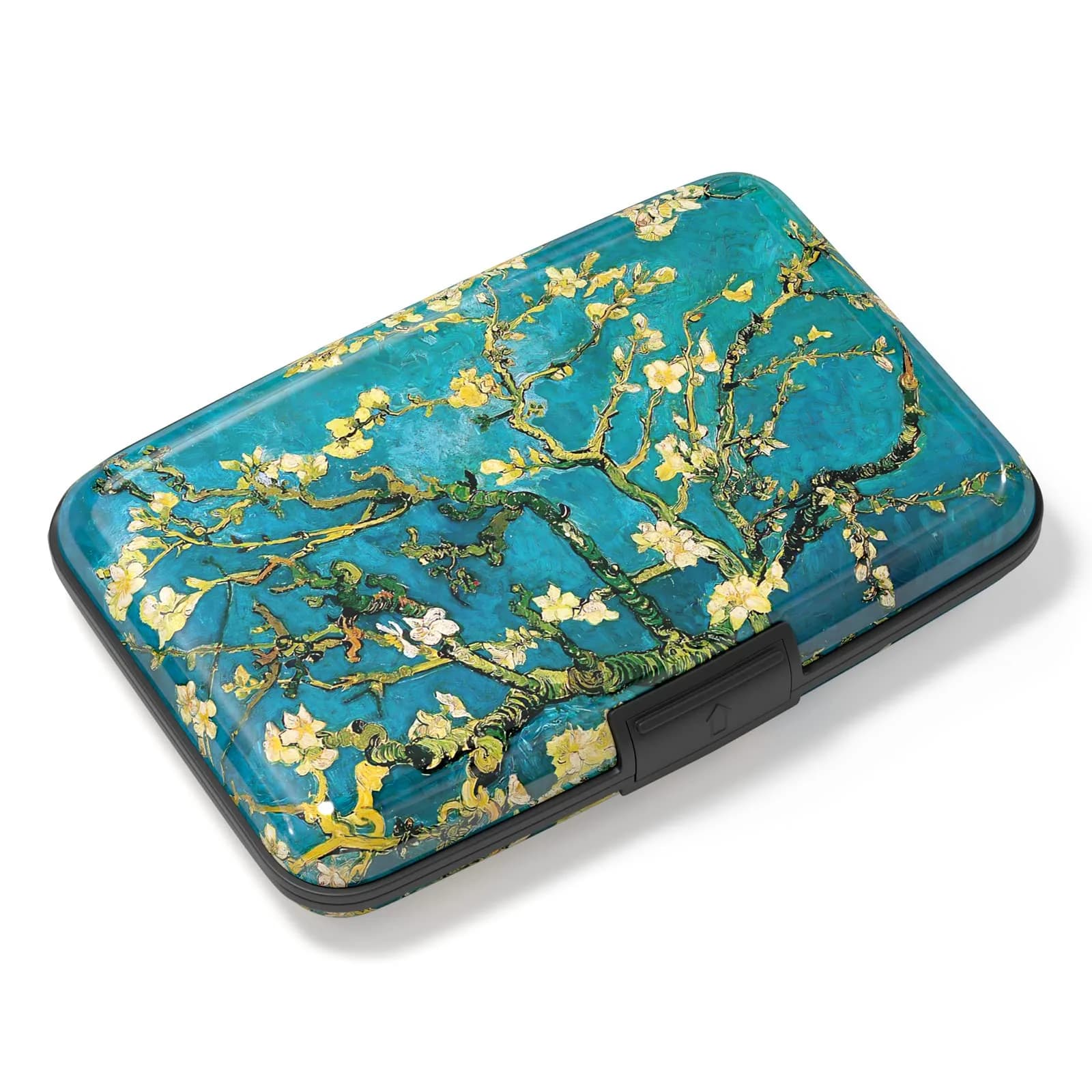 Atufsuat Mini Aluminum Card Wallet RFID Blocking Slim Metal Hard Card Case for Women Men, Almond Blossom | 6 Card Slots — Almond Blossom