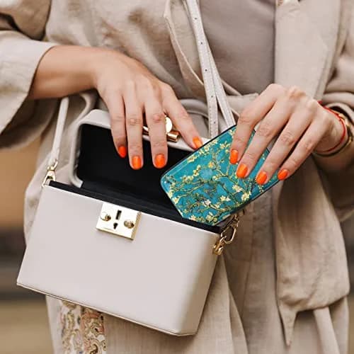Atufsuat Mini Aluminum Card Wallet RFID Blocking Slim Metal Hard Card Case for Women Men, Almond Blossom | 6 Card Slots thumbnail 7