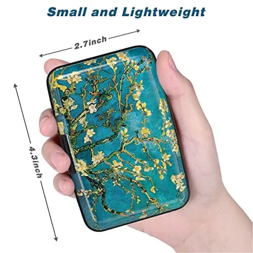 Atufsuat Mini Aluminum Card Wallet RFID Blocking Slim Metal Hard Card Case for Women Men, Almond Blossom | 6 Card Slots thumbnail 3