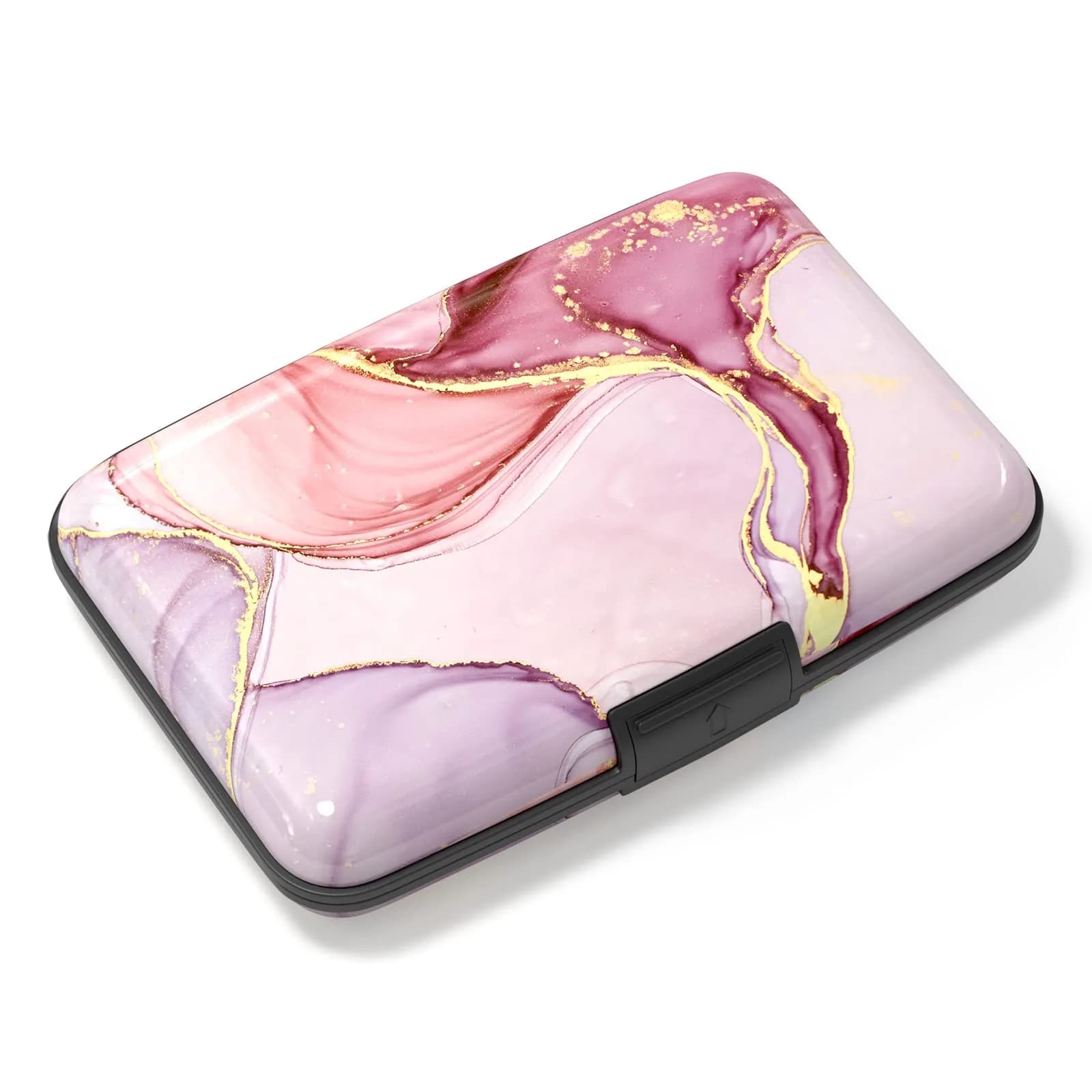 Atufsuat Credit Card Holder, Pink Marble | RFID Blocking Slim Aluminum Wallet for Women Men — Pink Marble