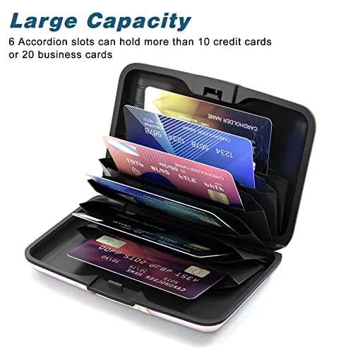 Atufsuat Credit Card Holder, Pink Marble | RFID Blocking Slim Aluminum Wallet for Women Men thumbnail 4