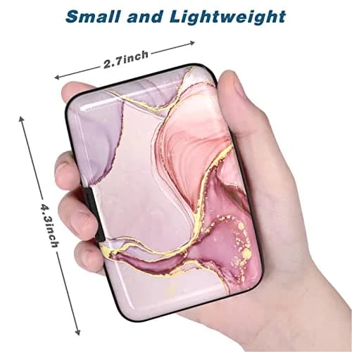Atufsuat Credit Card Holder, Pink Marble | RFID Blocking Slim Aluminum Wallet for Women Men thumbnail 3