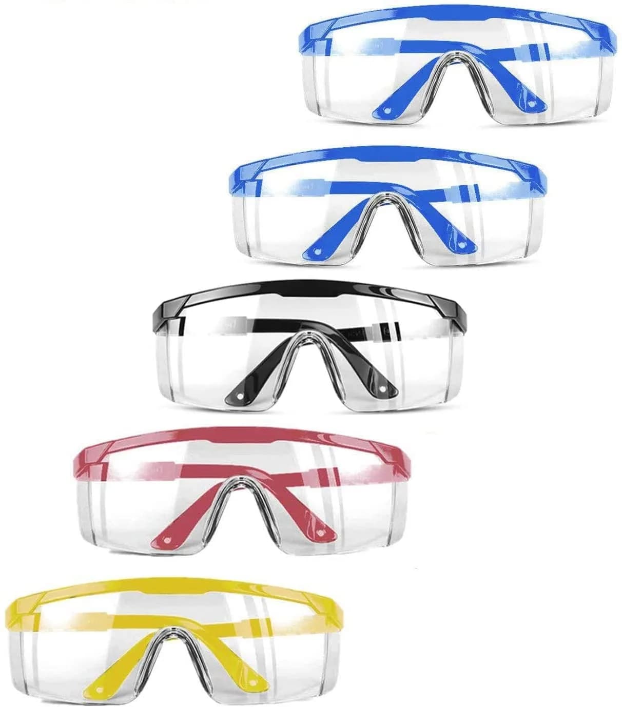 mozeeda 5-Pack Safety Goggles for Men & Women | Over-Glasses Fit, Anti-Fog, Anti-Scratch, Impact-Resistant - main product image