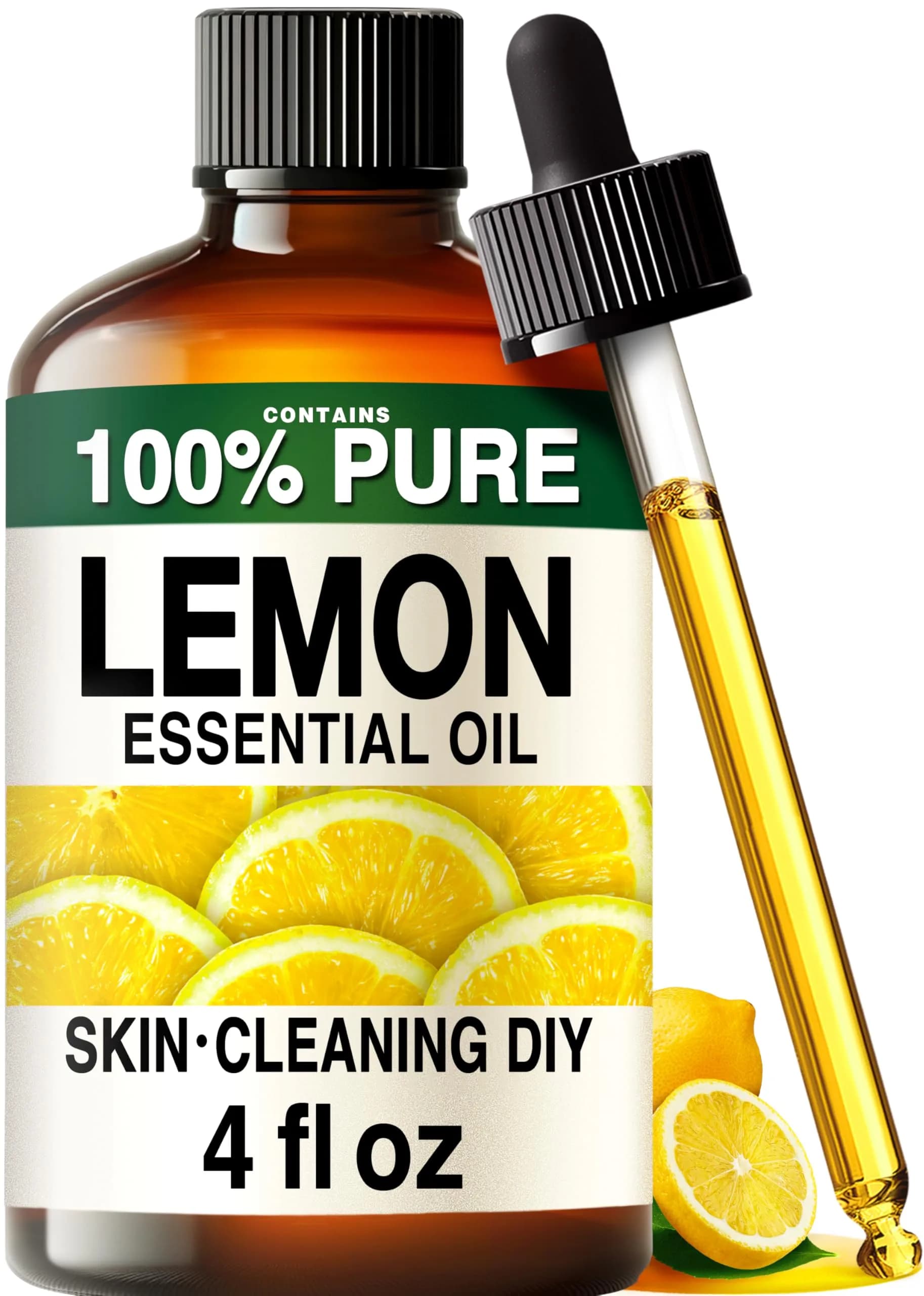 KUKKA Essential Oils Pure Lemon Oil 120ml (4 Fl Oz) | GC-MS Tested, Cold-Pressed from Italian Lemons - main product image