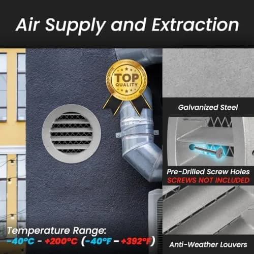 Repa Market 8 Inch (20.32 cm) Heavy-Duty Aluminum Alloy Gable Vent | Outdoor Air Return Grille with Mesh Screen thumbnail 3
