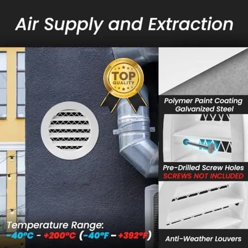 Repa Market 10 Inch (25.4 cm) White Aluminum Alloy Gable Vent with Mesh Screen | Heavy-Duty Outdoor Air Return Grille thumbnail 3