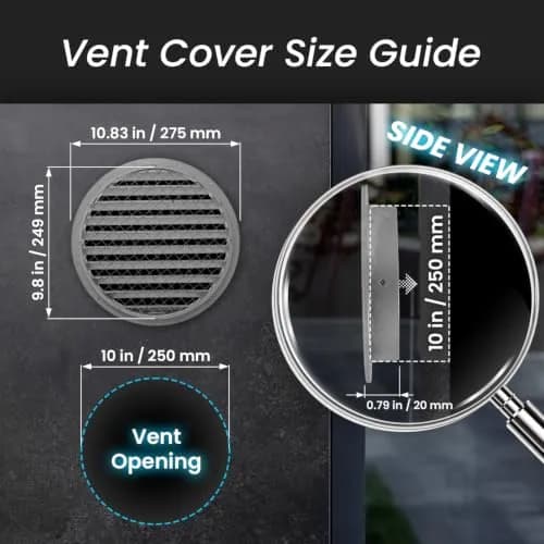 Repa Market 10 Inch (25.4 cm) Aluminum Alloy Gable Vent with Mesh Screen | HVAC Air Return Grille thumbnail 2