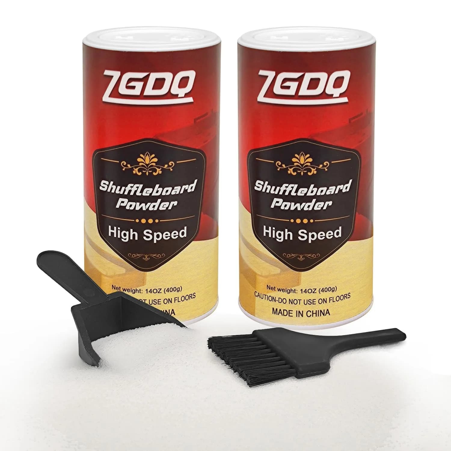 ZGDQ Shuffleboard Powder Set | 2 Cans 14oz & Mini Broom for Table Games