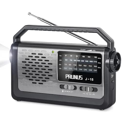 PRUNUS NOAA Weather AM FM Portable Radio | Emergency NOAA Weather Radio with Flashlight & Earphone Jack thumbnail 1