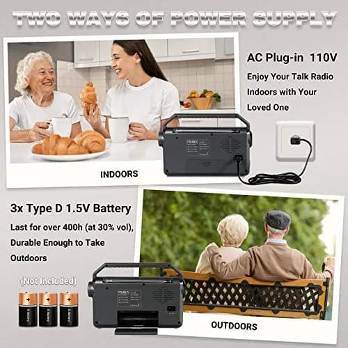 PRUNUS NOAA Weather AM FM Portable Radio | Emergency NOAA Weather Radio with Flashlight & Earphone Jack thumbnail 4