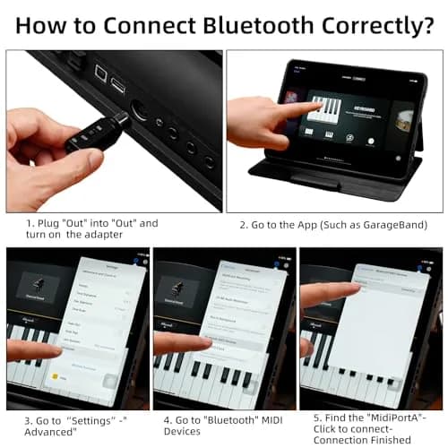 LEKATO Wireless MIDI Adapter Bluetooth 5-PIN DIN with USB, Low Latency Rechargeable for Synthesizer, Digital Piano Keyboard to Mac OS/iOS/Windows | USB MIDI Controller for Music Production thumbnail 9