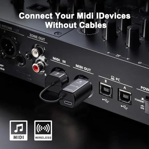 LEKATO Wireless MIDI Adapter Bluetooth 5-PIN DIN with USB, Low Latency Rechargeable for Synthesizer, Digital Piano Keyboard to Mac OS/iOS/Windows | USB MIDI Controller for Music Production thumbnail 3