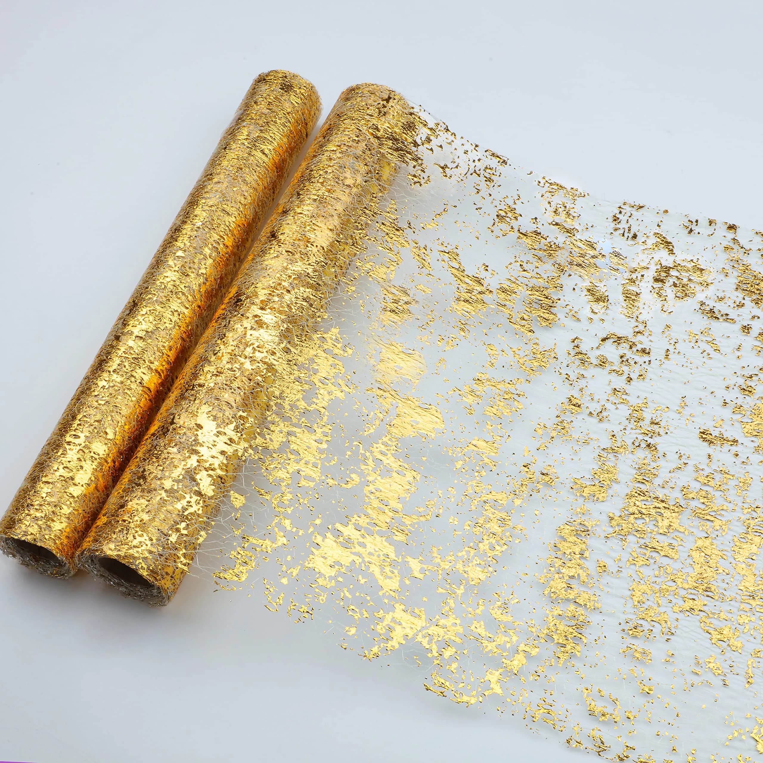 Snowkingdom 2 Pcs Gold Table Runner 55.9 cm (22 in) x 274.3 cm (108 in) | Festive Glitter Sparkle for Parties & Events