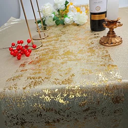 Snowkingdom 2 Pcs Gold Table Runner 55.9 cm (22 in) x 274.3 cm (108 in) | Festive Glitter Sparkle for Parties & Events thumbnail 4