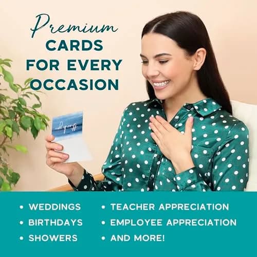 VNS Creations Ombré Thank You Cards With Envelopes 100 Pack 4 x 6 Inch | Blank Inside, Premium Cardstock thumbnail 4