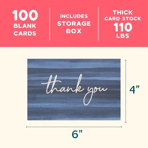 VNS Creations Ombré Thank You Cards With Envelopes 100 Pack 4 x 6 Inch | Blank Inside, Premium Cardstock thumbnail 5