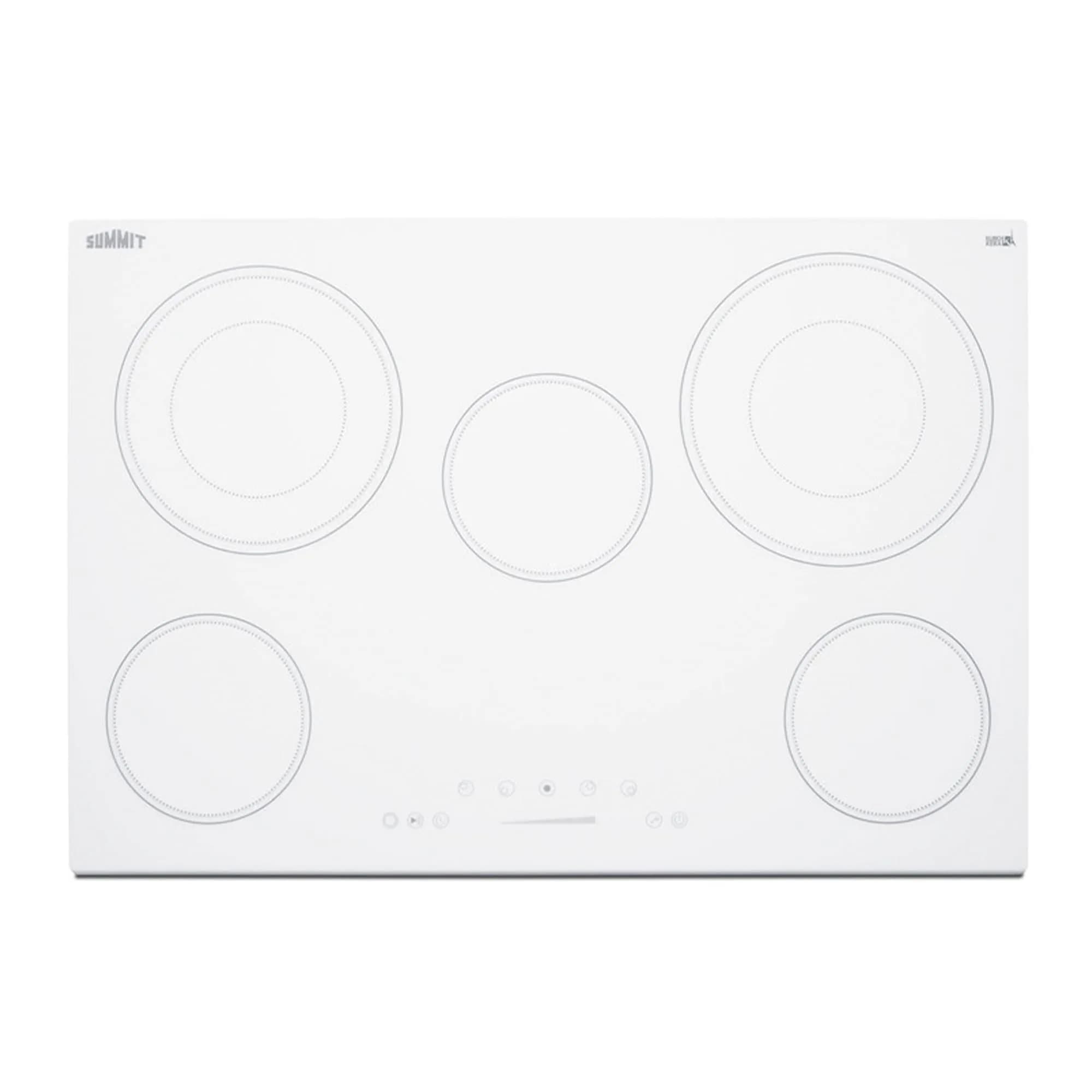 Summit 30" 5 Burner Electric Cooktop, White | ADA Compliant, 240V, Ceramic Glass