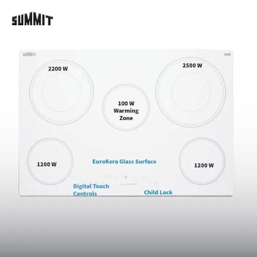 Summit 30" 5 Burner Electric Cooktop, White | ADA Compliant, 240V, Ceramic Glass thumbnail 3
