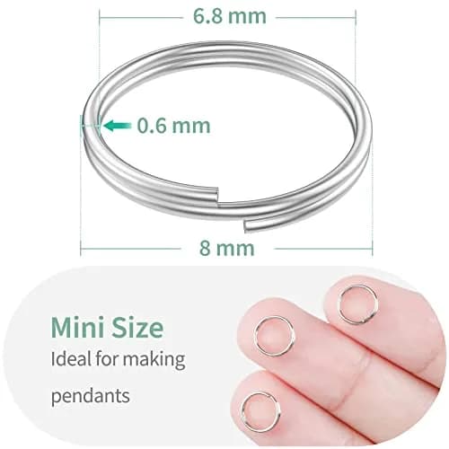 Uniclife 8 mm Metal Split Jump Rings 500 PCS | Durable Jewelry Connectors for DIY Crafts thumbnail 2