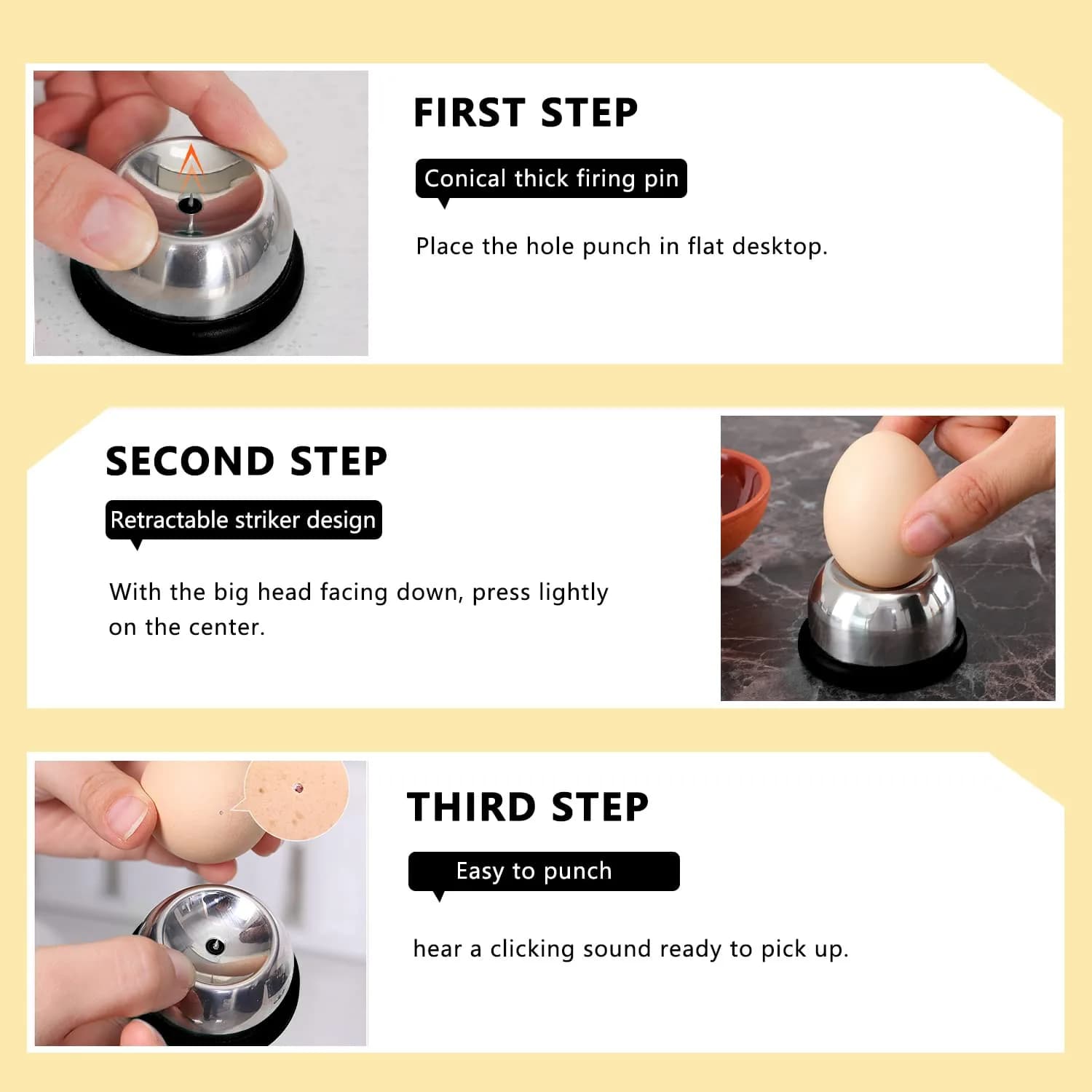 MIATTCLD Egg Piercer Stainless Steel Needle Egg Punch Tool | 3.2cm (1.26in) Diameter - view 6
