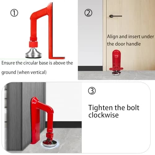 MIMIRACLE Portable Door Lock for Travel & Hotel Security Device, Red | 0.31 kg (0.68 lb) thumbnail 5