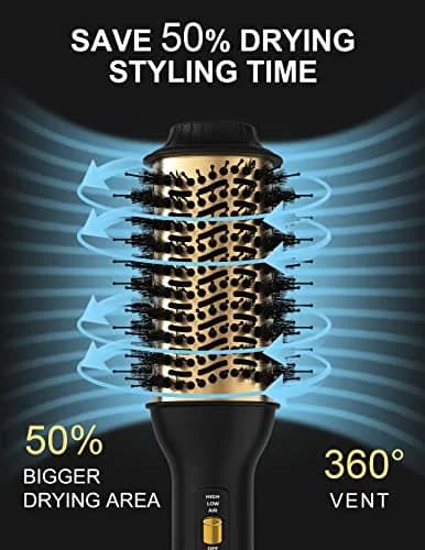 LANDOT 60mm Oval Hot Air Brush Styler | Salon Blowout Volumizer for All Hair Types thumbnail 4