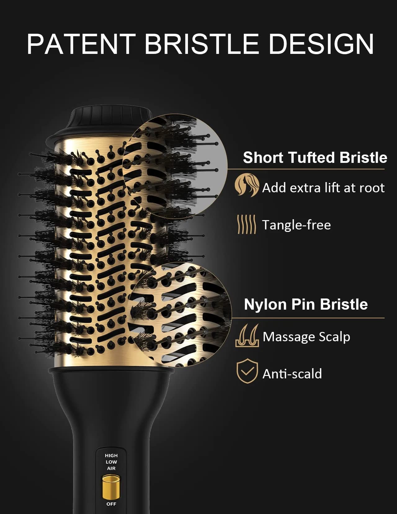 LANDOT 60mm Oval Hot Air Brush Styler | Salon Blowout Volumizer for All Hair Types - view 5