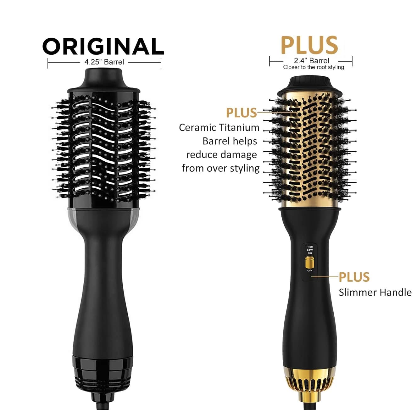 LANDOT 60mm Oval Hot Air Brush Styler | Salon Blowout Volumizer for All Hair Types - view 8