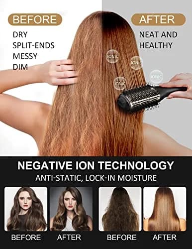 LANDOT 60mm Oval Hot Air Brush Styler | Salon Blowout Volumizer for All Hair Types thumbnail 3