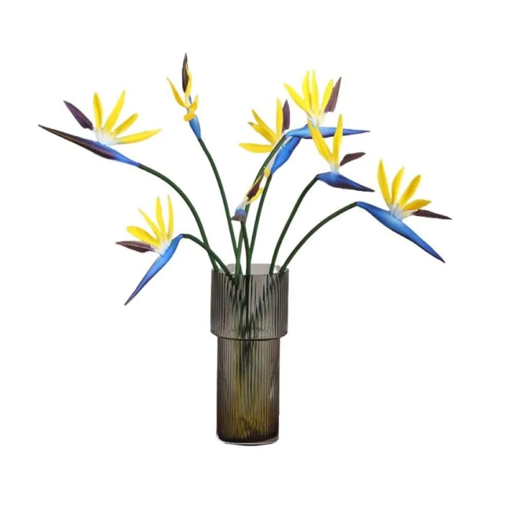 Corkwaw 8 Pack Artificial Bird of Paradise Flowers 55 cm (21-1/2 Inch) | Realistic Yellow Tropical Decor — Ocean Blue