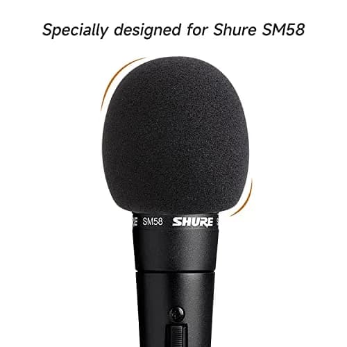 WIBOND 6 Pack Foam Mic Cover, Thick Handheld Windscreen for Shure SM58, 2.75 x 2.5 inches (Black) thumbnail 3