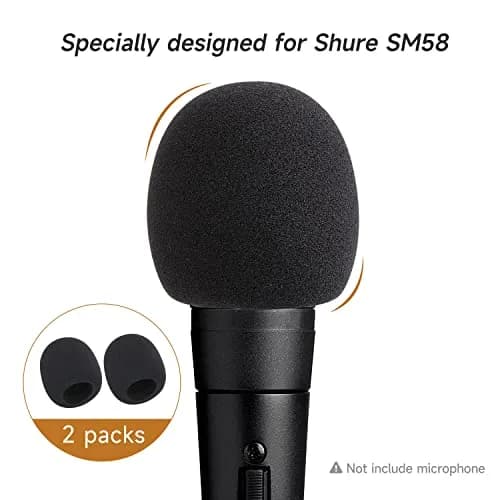 WIBOND Foam Mic Cover for Shure SM58, 2-Pack Black | Reduces Wind Noise & Plosives thumbnail 3