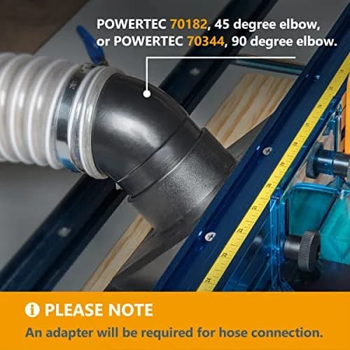 POWERTEC Router Table Bit Guard Kit with Dust Port | 2.5” ID x 6.5” Adapter, Black thumbnail 7